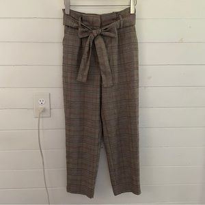 Forever 21 Glen Plaid Belted Paperbag Pants
